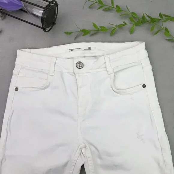 Size 24/26/28  With TAG  ZARA distressed white denim Jeans current article Unise - Picture 3 of 10